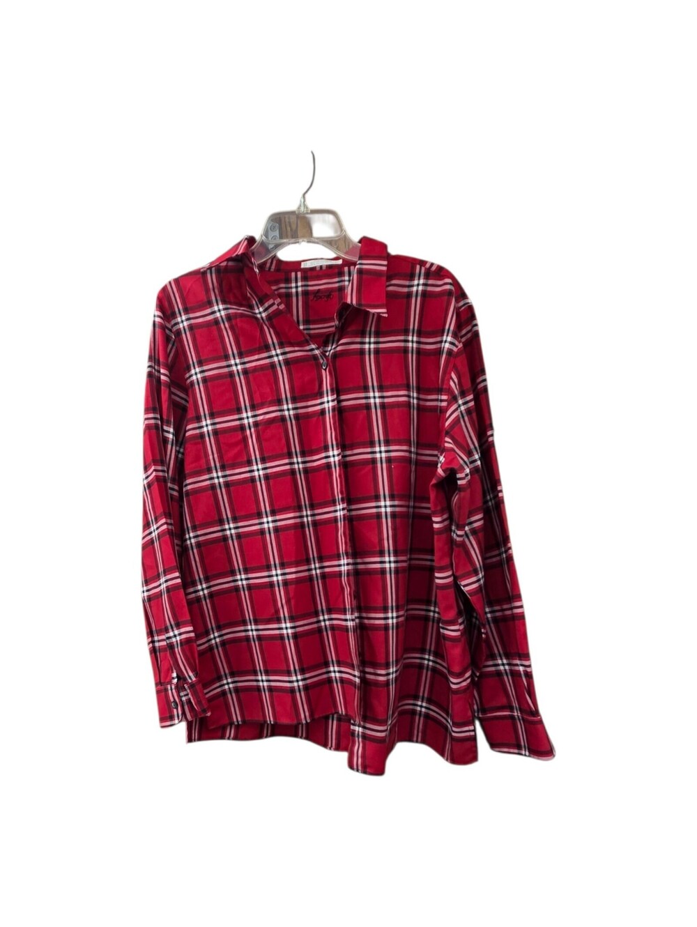 Red plaid long sleeve womens blouse